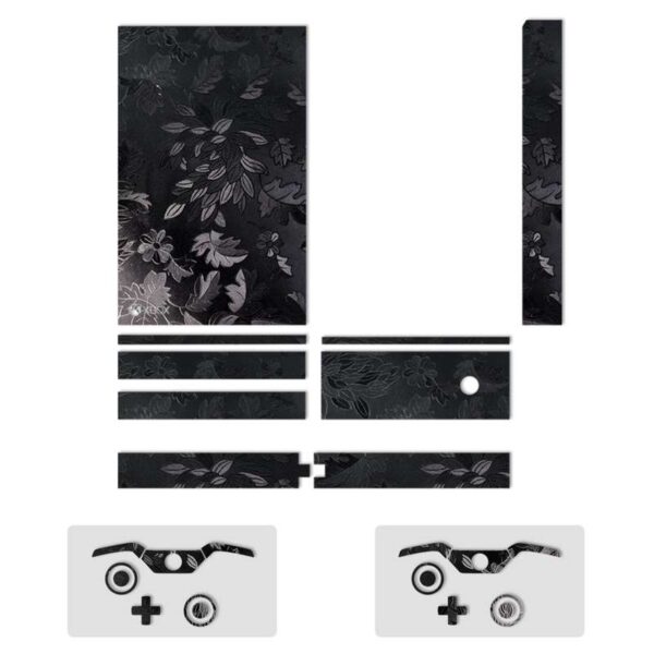 برچسب ماهوت مدل Black Wild-flower Texture مناسب برای کنسول بازی Xbox One
