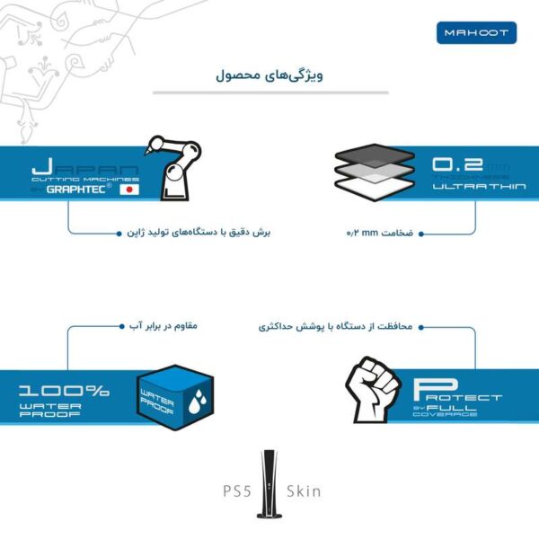 برچسب کنسول و دسته بازی PS5 ماهوت مدل Ceramic-Fiber