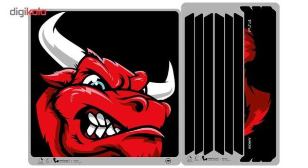 برچسب افقی پلی استیشن 4 پرو ونسونی طرح Angry Red Bull Head