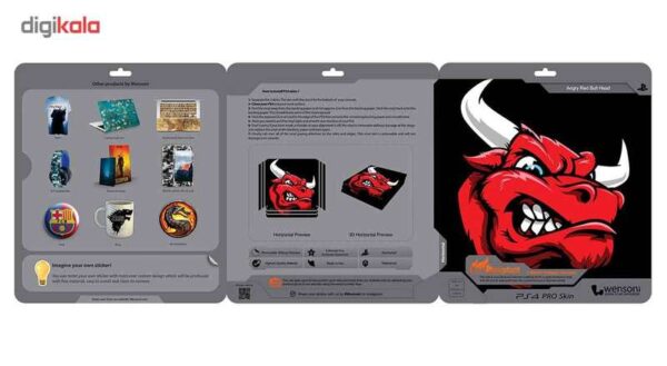 برچسب افقی پلی استیشن 4 پرو ونسونی طرح Angry Red Bull Head