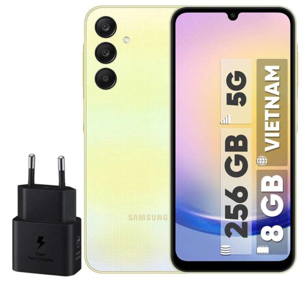 گوشی موبایل سامسونگ مدل Galaxy A25 دو سیم کارت ظرفیت 256 گیگابایت و رم 8 گیگابایت - به همراه شارژر 25 وات سامسونگ - ویتنام