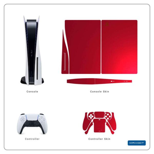 برچسب کنسول و دسته بازی PS5 ماهوت مدل Matte-Warm-Red