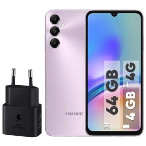 گوشی موبایل سامسونگ مدل Galaxy A05s دو سیم کارت ظرفیت 64 گیگابایت و رم 4 گیگابایت به همراه شارژر 25 وات سامسونگ