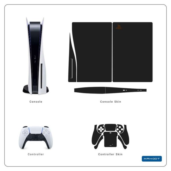 برچسب کنسول و دسته بازی PS5 ماهوت مدل Matte-Black