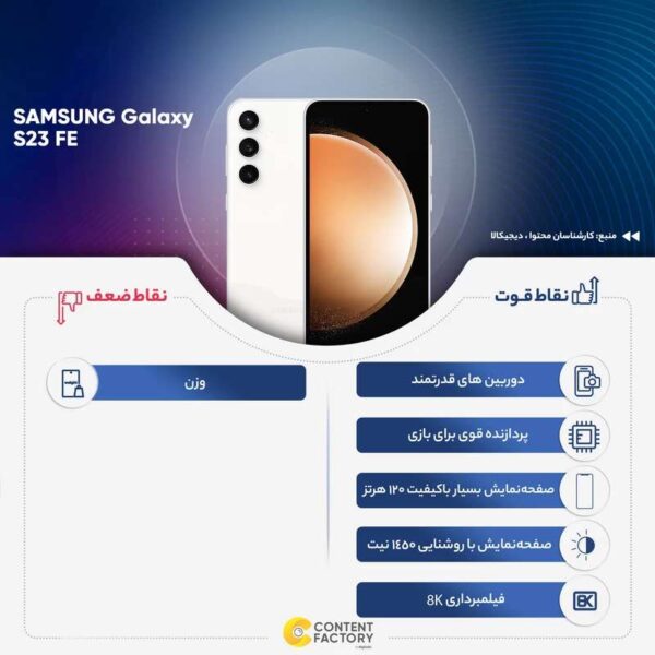 گوشی موبایل سامسونگ مدل Galaxy S23 FE دو سیم کارت ظرفیت 256 گیگابایت و رم 8 گیگابایت به همراه شارژر 25 وات سامسونگ - ویتنام