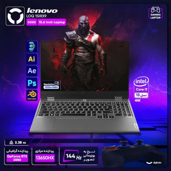 لپ تاپ 15.6 اینچی لنوو مدل LOQ 15IRX9-i7 13650HX-32GB DDR5-1TB SSD-RTX3050-FHD-W - کاستوم شده