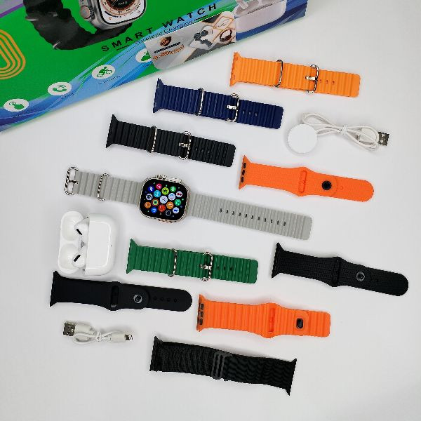 ساعت هوشمند 49 میلیمتری مدل MK32 ULTRA با 10 بند متنوع به همراه هدفون